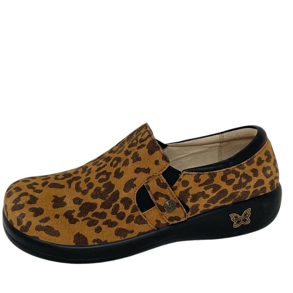 ALEGRIA Shoes Kara Loafer Slip On Comfort Nursing Leopard Print Brown Black - Picture 8 of 13